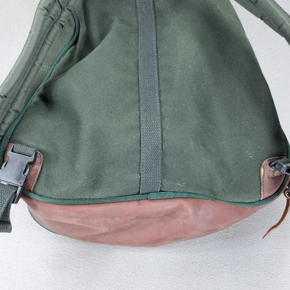 Orvis Canvas Leather Backpack Green Rugged Outdoor Field Bag Heritage Vintage
